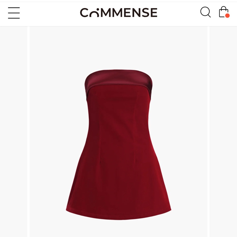 COPY - Elegant Red Strapless A-Line Dress for Cocktail Events